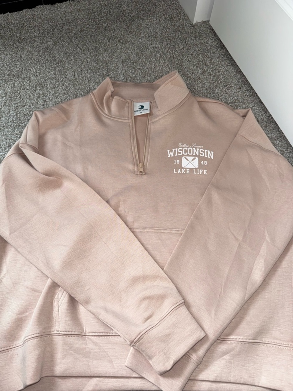 Ocean Drive Blush Pink Quarter-Zip Sweatshirt